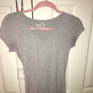 Grey criss cross T shirt